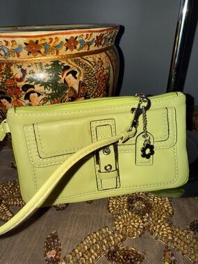 Coach Lime Green Wristlet Clutch - Stylish Women's Bag